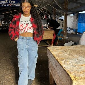 Plaid Red and Black Teddy Jacket for Women